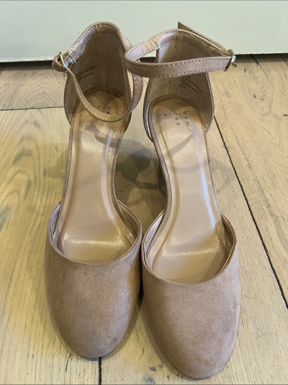 a new day Blush Suede Ankle-Strap Wedge Pumps